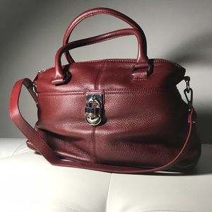 Calvin Klein oxblood soft leather satchel